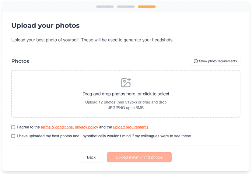 Upload your selfies